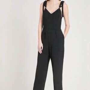 Sandro Ellande Black Jumpsuit with beaded v-neck Size 42